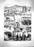 Old Antique Print 1880 Construction Candahar Railway Sibi Train Passenger 19th