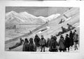 Original Old Antique Print 1880 Afghanistan War Tobogganig Cabul Winter Sport