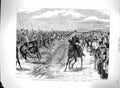 Old Antique Print 1880 Review Queen Aldershot Cavalry Charge Horses Army 19th