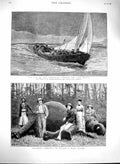 Original Old Antique Print 1880 Elephant Shooting Ceylon Hunting American 19th
