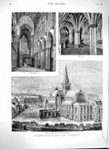 Old Antique Print 1880 Glasgow Cathedral Scotland Necropolis Architecture 19th
