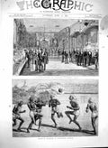 Original Old Antique Print 1880 British Burmah Football Painter-Staine Victorian