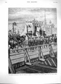 Old Antique Print 1880 Funeral Empress Russia Petersburg Troizki Bridge 19th