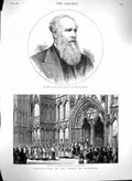 Original Old Antique Print 1880 John Charles Ryle Bishop Liverpool York 19th