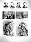 Original Old Antique Print 1880 House Commons Slagg Guest Men Russia Peasants