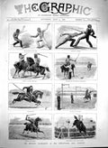 Old Antique Print 1880 Military Tournament Agricultural Islington Horses 19th
