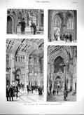 Original Old Antique Print 1880 Houses Parliament Commons Barry Statue Stephens