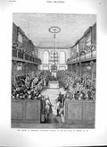 Original Old Antique Print 1880 Houses Parliament Interior People Victorian
