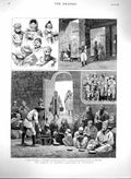 Original Old Antique Print 1880 Famine Armenia Diarbekir Peasants Soup Kitchen