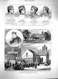 Original Old Antique Print 1880 Father Kavanagh Pastor Knock Siamese Ambassador