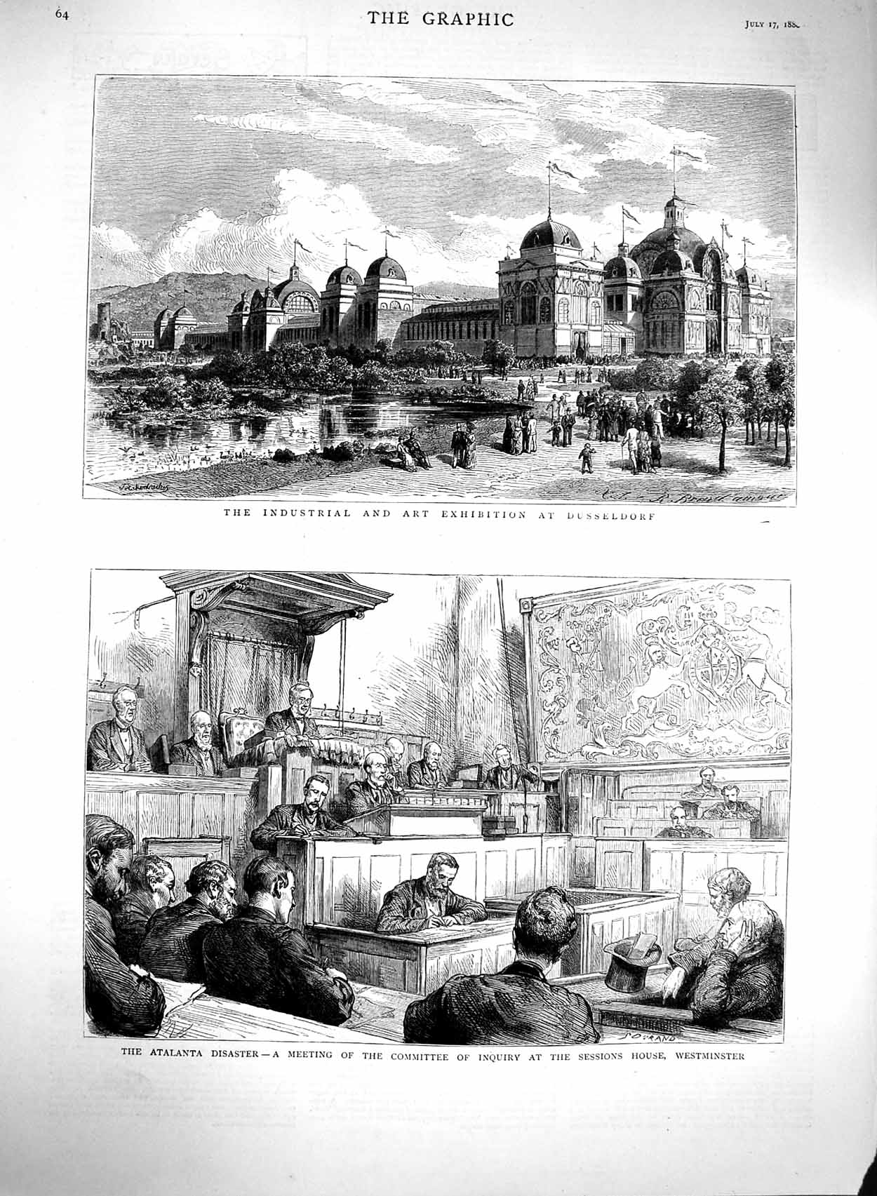 Old Antique Print 1880 Atalanta Session Westminster Dusseldorf Exhibition 19th
