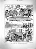 Original Old Antique Print 1880 Eton Harrow Cricket Match Sport Men Victorian