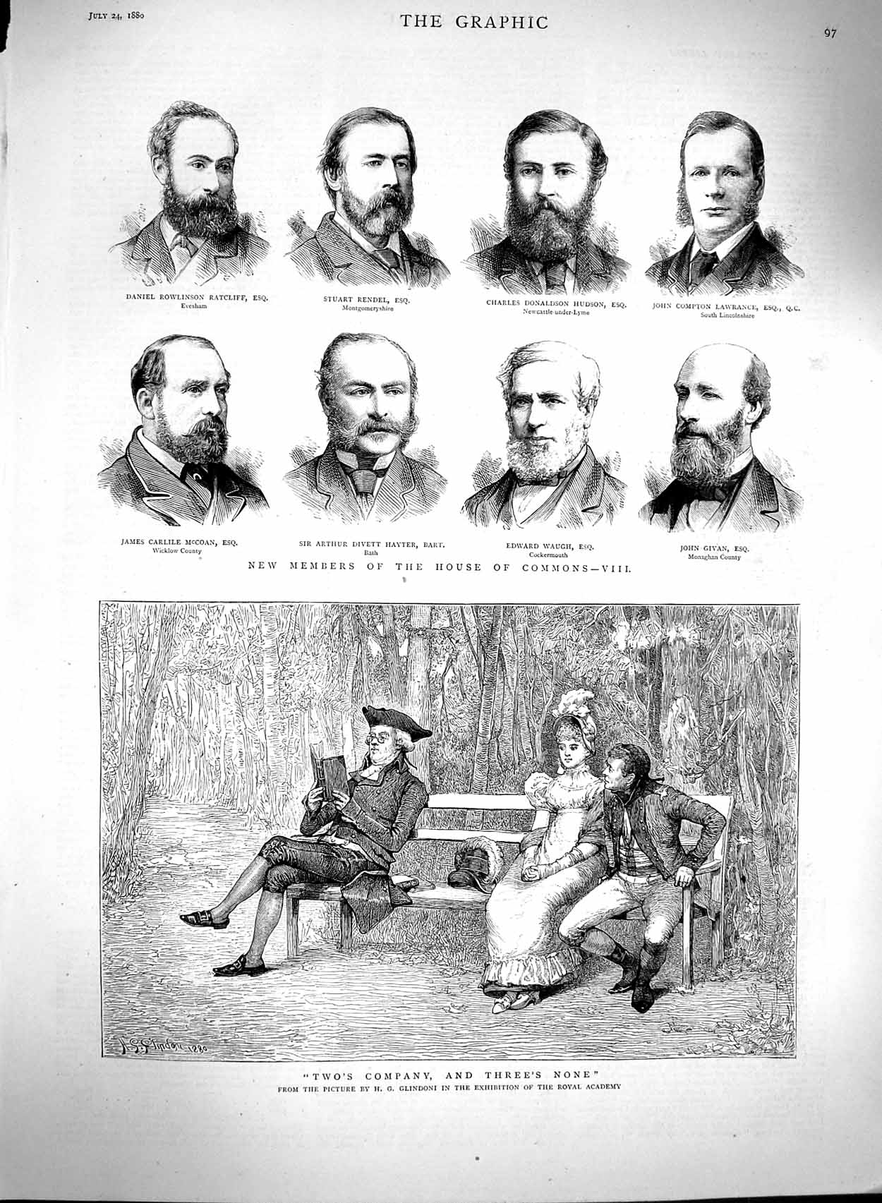Old Antique Print 1880 Romance Country House Commons Hayter Waugh Givan 19th