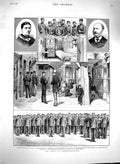 Original Old Antique Print 1880 Corps Commissionaires Smith Walter Lady A 19th