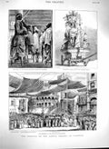 Original Old Antique Print 1880 Festival Corpus Christi Valencia Apostles Aaron