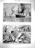 Old Antique Print 1880 Dust Storm India British Ships Villa Franca Rupert 19th