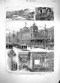 Old Antique Print 1880 Spa Buildings Scarborough Lord Mayor Gilt Key Hall 19th