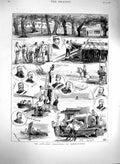 Original Old Antique Print 1880 Artillery Volunteers Shoeburyness Si Victorian