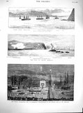 Original Old Antique Print 1880 War South America Arica Ships Cherbourg D 19th