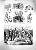 Original Old Antique Print 1880 German Student Duel Gottingen Cricket Matc 19th