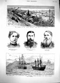 Old Antique Print 1880 Flying Scotsman Train Crash Ship Invicible Palermo 19th