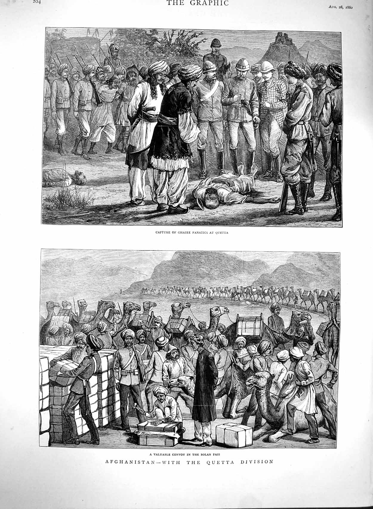 Old Antique Print 1880 Afghanistan Bolan Pass Quetta War Ghazee Fanatics 19th