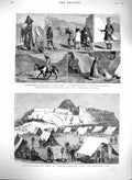 Original Old Antique Print 1880 Afghanistan Candahar Railway Fort Khelat-I- 19th