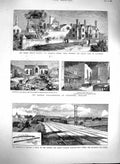Original Old Antique Print 1880 Gaol Flintshire Gweedore Ireland Railway London