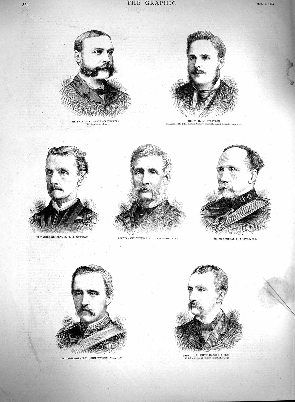 Old Antique Print 1880 Grace Stratton Primrose Burrows Phayre Smith Men 19th