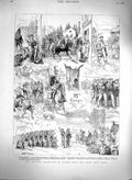 Original Old Antique Print 1880 Military Manoueuvres France Army Corps Siers