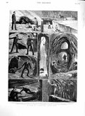 Original Old Antique Print 1880 Peruvian Silver Mine Shaft Mining Men Indus 19th