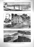 Original Old Antique Print 1880 Africa Frere Bridge Orange River Lord Moun 19th