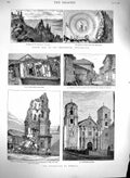 Original Old Antique Print 1880 Earthquake Manilla Church Switzerland Victorian