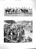 Original Old Antique Print 1880 British Burmah Polo Players Sport Russia B 19th