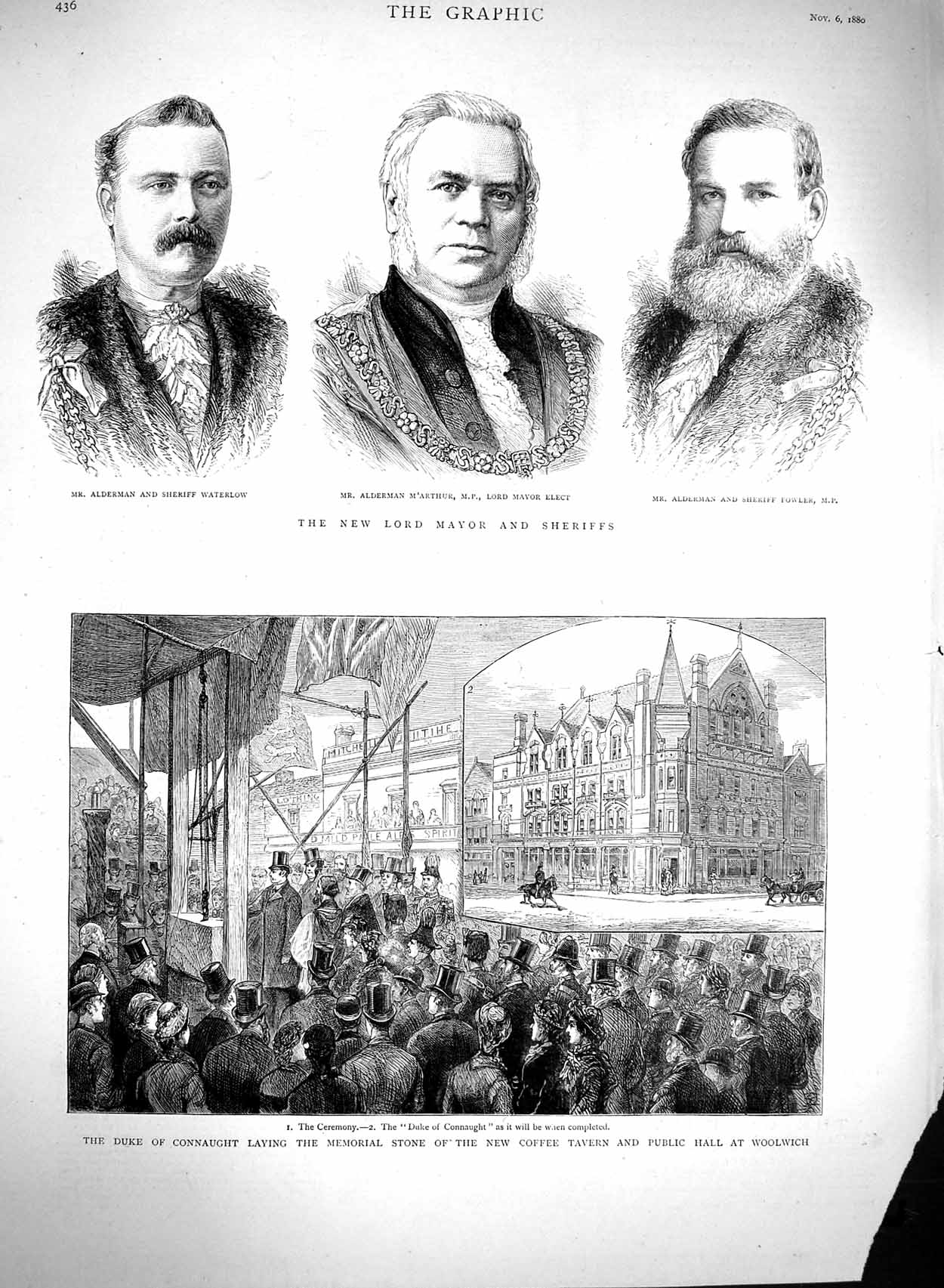 Original Old Antique Print 1880 Duke Connaught Woolwich Lord Mayor Alderman