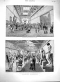 Original Old Antique Print 1880 Melbourne Australia Sculpture Gallery Victorian