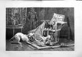 Original Old Antique Print 1880 Percy Macquoid Dudley Art Puppy Dogs Fight 19th