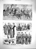 Original Old Antique Print 1880 Land Agitation Ireland Boycott Military Siers