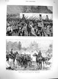 Original Old Antique Print 1880 Land Agitation Ireland Ballinrobe Lou Victorian