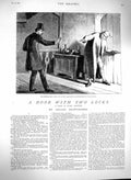 Original Old Antique Print 1880 Herr Zschokke Illustration Door Locks Hawthorne
