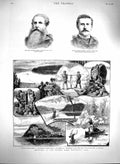 Original Old Antique Print 1880 Devil'S Lake Wisconsin America Sphinx Rattray