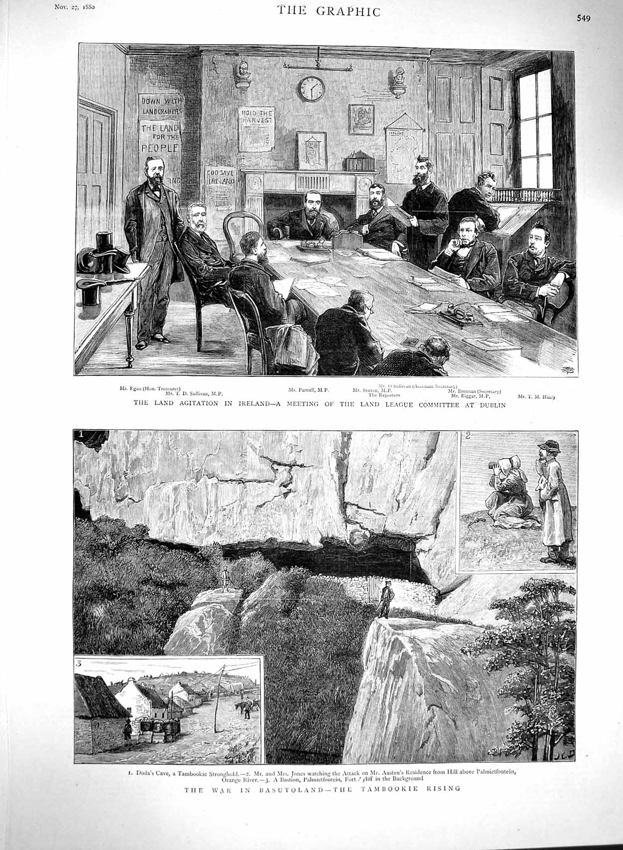 Old Antique Print 1880 Agitation Ireland Dublin War Basutoland Tambookie 19th