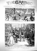 Original Old Antique Print 1880 Lough Mask Ireland Opera Theatre Maria Di Gand