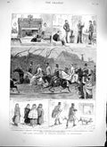 Original Old Antique Print 1880 Land Agitation Ireland Ballinrobe Boycott 19th