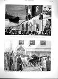 Original Old Antique Print 1880 Royal Navy Theatre Ship Rainbow Boycott 19th