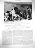 Old Antique Print 1880 Illustration Chaplain Fleet Charles Green Besant 19th