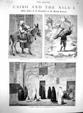 Original Old Antique Print 1880 Cairo Women Turkish Bath Donkey Water Carrier