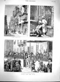 Original Old Antique Print 1880 Cairo Verandah Shepheard'S Hotel Drinking F 19th