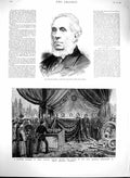 Original Old Antique Print 1880 Edward Baines Leeds Japanese Funeral Ambassador