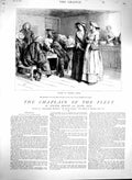 Antique Print Ref.300 1880 Illustration Story Chaplain Fleet Charles Green